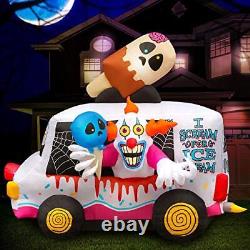 Halloween Inflatables Large 8 ft Clown Ice Cream Truck Inflatable Outdoor