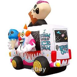 Halloween Inflatables Large 8 ft Clown Ice Cream Truck Inflatable Outdoor