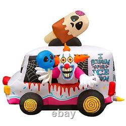 Halloween Inflatables Large 8 ft Clown Ice Cream Truck Inflatable Outdoor