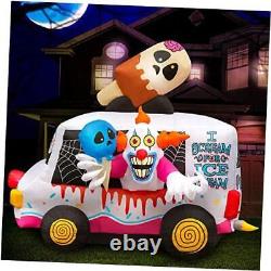 Halloween Inflatables Large 8 ft Clown Ice Cream Truck Inflatable Outdoor