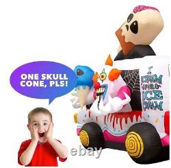 Halloween Inflatables Large 8 ft Clown Ice Cream Truck Inflatable Outdoor, NEW