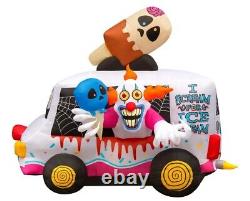 Halloween Inflatables Large 8 ft Clown Ice Cream Truck Inflatable Outdoor, NEW