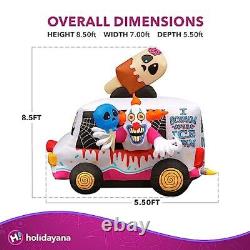 Halloween Inflatables Large 8 ft Clown Inflatable Outdoor Ice Cream Truck