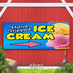 Hand Dipped Ice Cream Arrow Indoor Outdoor Banner Sign with grommets