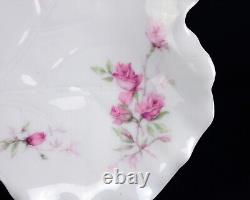 Haviland Limoges Long Stem Large Pink Roses Leaf Shaped Ice Cream Tray, 9 1/2