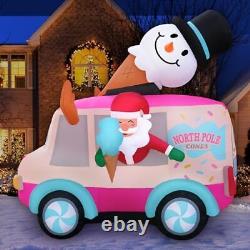 Holidayana Christmas Inflatables Large 8ft Tall Santa Ice Cream Truck Infla