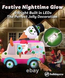 Holidayana Christmas Inflatables Large 8ft Tall Santa Ice Cream Truck Outdoor