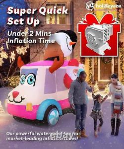 Holidayana Christmas Inflatables Large 8ft Tall Santa Ice Cream Truck Outdoor