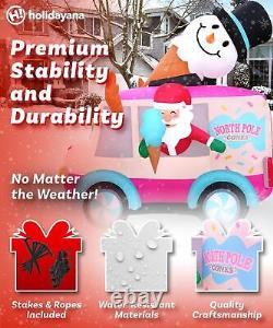Holidayana Christmas Inflatables Large 8ft Tall Santa Ice Cream Truck Outdoor