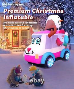 Holidayana Christmas Inflatables Large 8ft Tall Santa Ice Cream Truck Outdoor