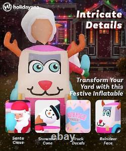 Holidayana Christmas Inflatables Large 8ft Tall Santa Ice Cream Truck Outdoor
