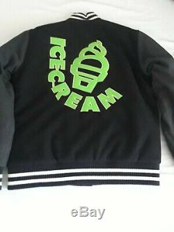 ICECREAM/BBC GREY/black WOOL MEN'S VARSITY JACKET IN SIZE large RARE