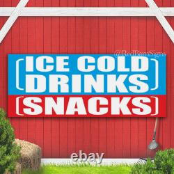 ICE COLD DRINKS SNACKS Food Ice Cream Indoor Outdoor Banner Sign with grommets