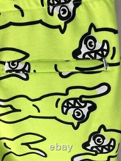 ICE CREAM Billionaire Boys Club Lime Green Running Dogs Logo Sweat Shorts Mens L