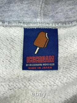 ICE CREAM Hoodie L Cotton Gray Plain