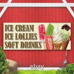 ICE CREAM ICE LOLLIES SOFT DRINKS BANNER OUTDOOR SIGN PVC Brass Eyelets