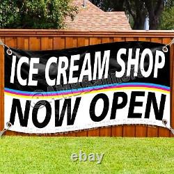 ICE CREAM SHOP NOW OPEN Advertising Vinyl Banner Flag Sign LARGE HUGE XXL SIZE