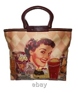 ISABELLA FIORE RARE WHATS THE SCOOP 50's DINER ICE CREAM BEADED, SEQUINED HANDBAG