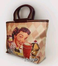 ISABELLA FIORE RARE WHATS THE SCOOP 50's DINER ICE CREAM BEADED, SEQUINED HANDBAG