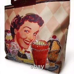ISABELLA FIORE RARE WHATS THE SCOOP 50's DINER ICE CREAM BEADED, SEQUINED HANDBAG