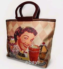 ISABELLA FIORE RARE WHATS THE SCOOP 50's DINER ICE CREAM BEADED, SEQUINED HANDBAG
