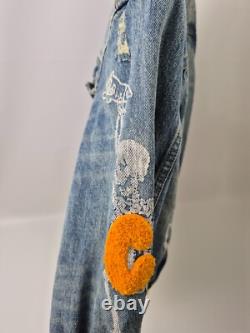 IceCream BBC Men's Dancing Bones Blue Denim Distressed Jacket Size Large
