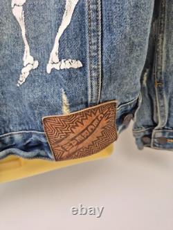 IceCream BBC Men's Dancing Bones Blue Denim Distressed Jacket Size Large