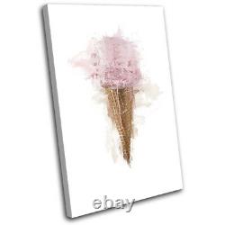 Ice Cream Abstract Paint Food Kitchen SINGLE CANVAS WALL ART Picture Print