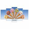 Ice Cream Cone Emojis Emoticons 5 Panel Canvas Print Wall Art