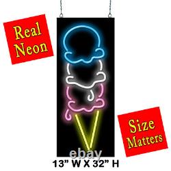 Ice Cream Cone Neon Sign Large 13 x 32 Real Neon Attracts More Customers