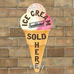 Ice Cream Cone shaped sign, Ice Cream Sold Here, Advertising Sign Large Sizes