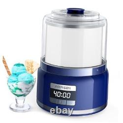 Ice Cream Maker, 2.1-Quart Automatic Ice Cream Machine with LED Large Blue