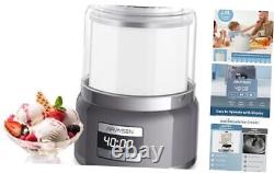 Ice Cream Maker, 2.1-Quart Automatic Ice Cream Machine with LED Large Grey