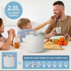 Ice Cream Maker, 2.1-Quart Automatic Ice Cream Machine with LED Large Grey