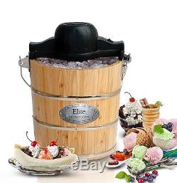 Ice Cream Maker Machine Kit Homemade Portable Large Set Nostalgia Wood 6 Quart