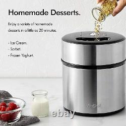 Ice Cream Maker Machine with Large 2L Removable Inner Bowl and Stainless VonShef