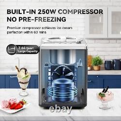 Ice Cream Maker with Compressor, Automatic Ice Cream Maker Machine No Pre F