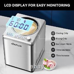 Ice Cream Maker with Compressor, Automatic Ice Cream Maker Machine No Pre F