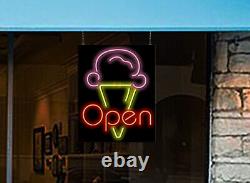 Ice Cream Open Neon Sign Large 30 x 24 Size Real Neon Attracts Customers