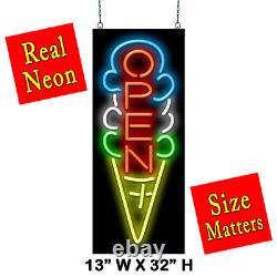Ice Cream Open Neon Sign Large 32 x 13 Real Neon Attracts More Customers
