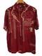 Ice Cream Opun Collared Short Sleeve Shirt Red Paisley Rayon L