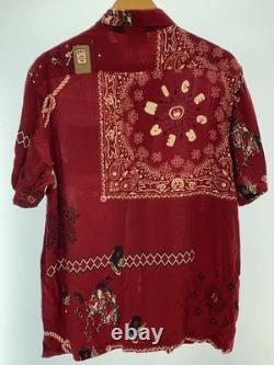 Ice Cream Opun Collared Short Sleeve Shirt Red Paisley Rayon L