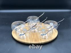 Ice-Cream Presentation Set With 6 Large Thermo Bowls And Spoons And Round Bamboo