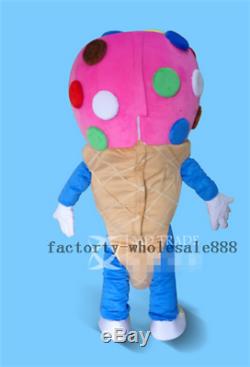 Ice Cream Shop Cone Mascot Costume Restaurant Adults Fancy Dress Advertising NEW