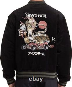 Icecream Dollars Embroidered Varsity Jacket Color Black Size L