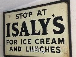 Isalys antique vintage large metal dairy sign ice cream wood frame