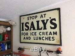 Isalys antique vintage large metal dairy sign ice cream wood frame