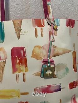 Kate Spade Francis Ice Cream Popsicle Large White Multi Color Tote Bag