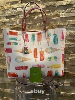 Kate Spade Francis Ice Cream Popsicle Large with scarf Multi Color Tote Bag Purse