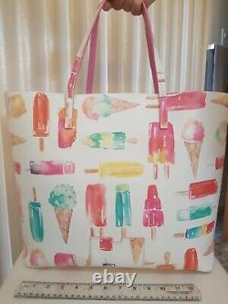 Kate Spade Ice Cream/Popsicle Large Multi Colored Tote withKS keychain puff